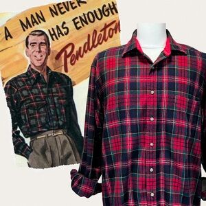 VINTAGE Pendleton authentic Macpherson tartan Scottish plaid men’s wool shirt